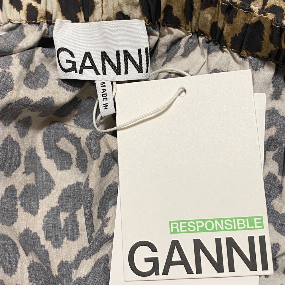 NWT Ganni Leopard Print Organic Cotton Skirt Size EU 36 / US 4 - Picture 10 of 12